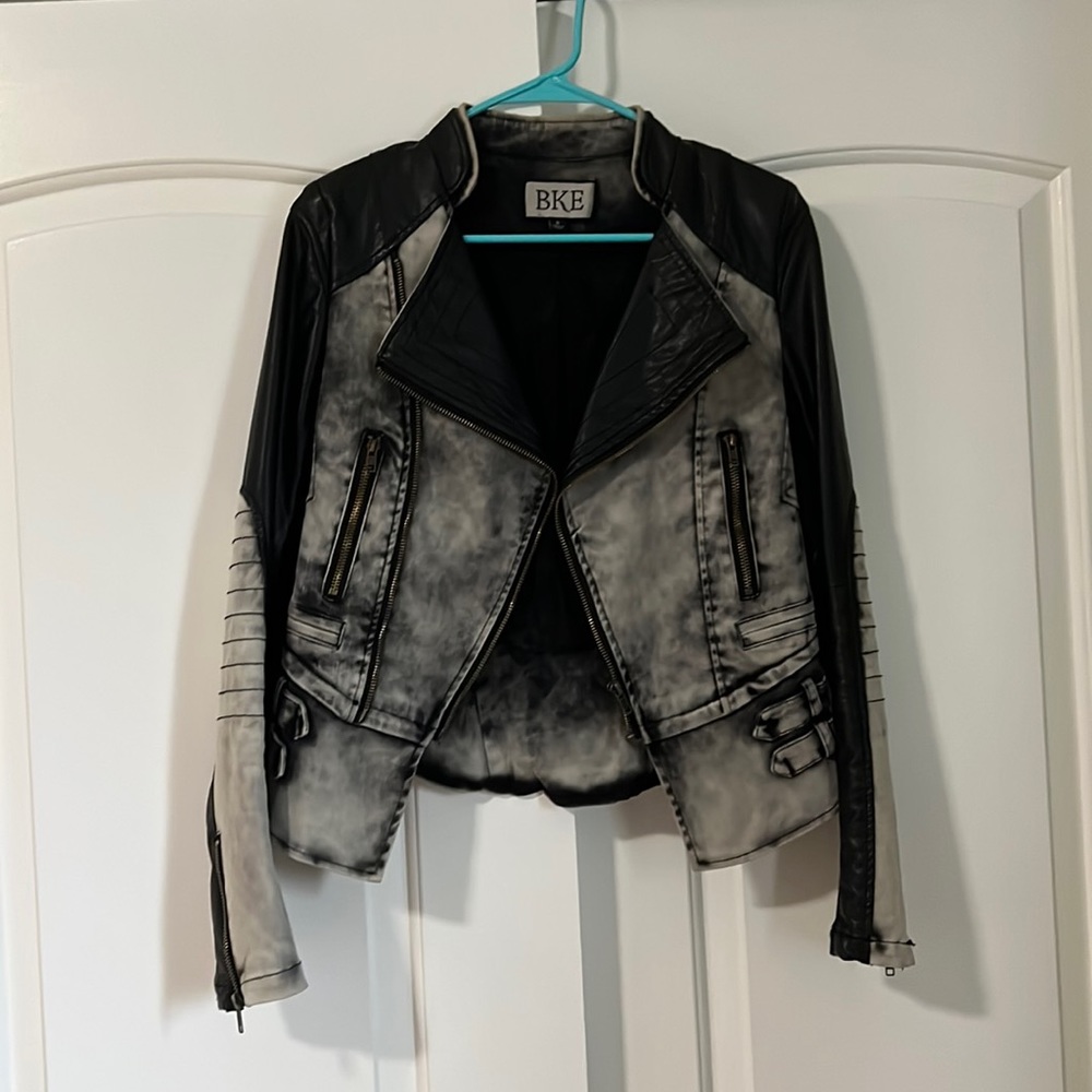 Leather  - jean jacket
